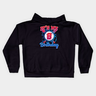 Kids 6 Year Old Baseball Player 6Th Birthday Party Boy Girl Kids Hoodie